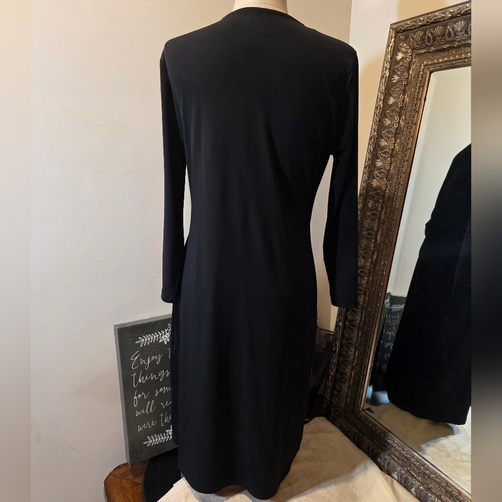 Anne Klein Black Long Sleeve Wrap Dress. Sz Med. EUC! - Picture 4 of 6